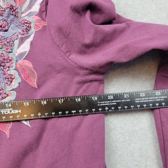 Soft Surroundings Playa Embroidered Open Jacket Dark Berry Size Medium Cotton - Picture 13 of 16